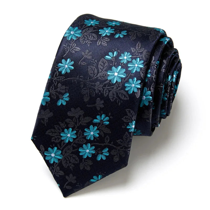 Brand Ties for Men Floral Cotton Wedding Black Tie 7cm Gravatas Corbatas Fashion Casual Printed Tie Necktie Cravate