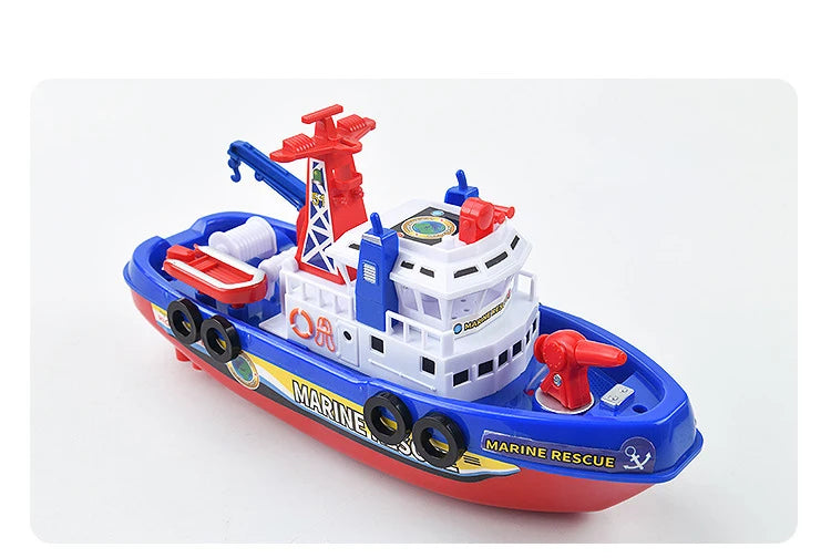 Pool Bath Toys For Kids Music LED Light Electric Marine Rescue Fire Fighting Boat Classic Children Spray Water Toys Summer