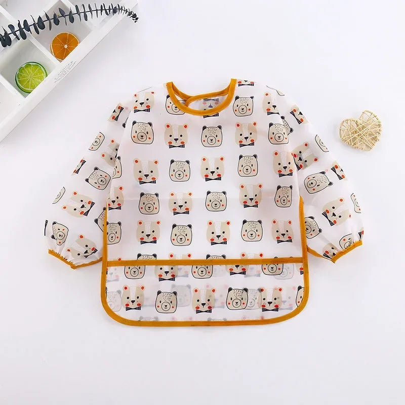 Baby Bibs New Cute Children Baby Stuff Toddler Waterproof Long Sleeve Art Smock Feeding Bib Apron for Kids 0-6 Years
