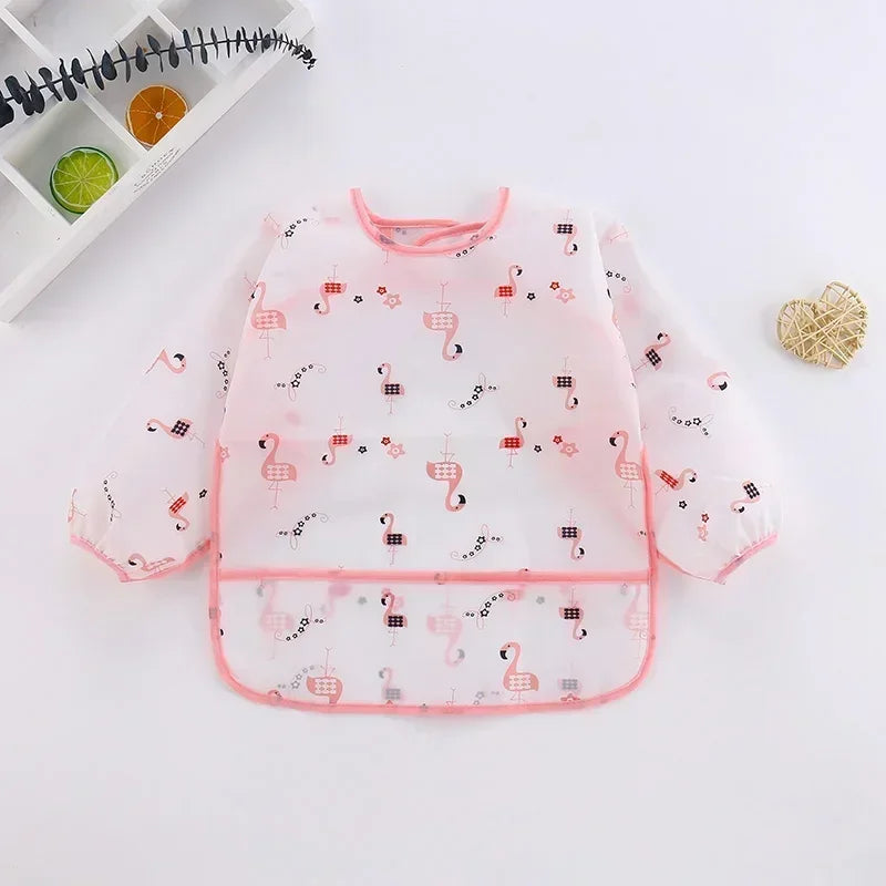 Baby Bibs New Cute Children Baby Stuff Toddler Waterproof Long Sleeve Art Smock Feeding Bib Apron for Kids 0-6 Years