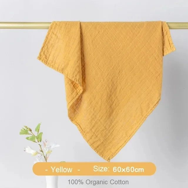 Newborn Blankets Bamboo Bath Towel Baby Swaddle Kids Muslin Organic Cotton Fabric Super Soft Burp Cloth Monthly Wrap 60*60 CM
