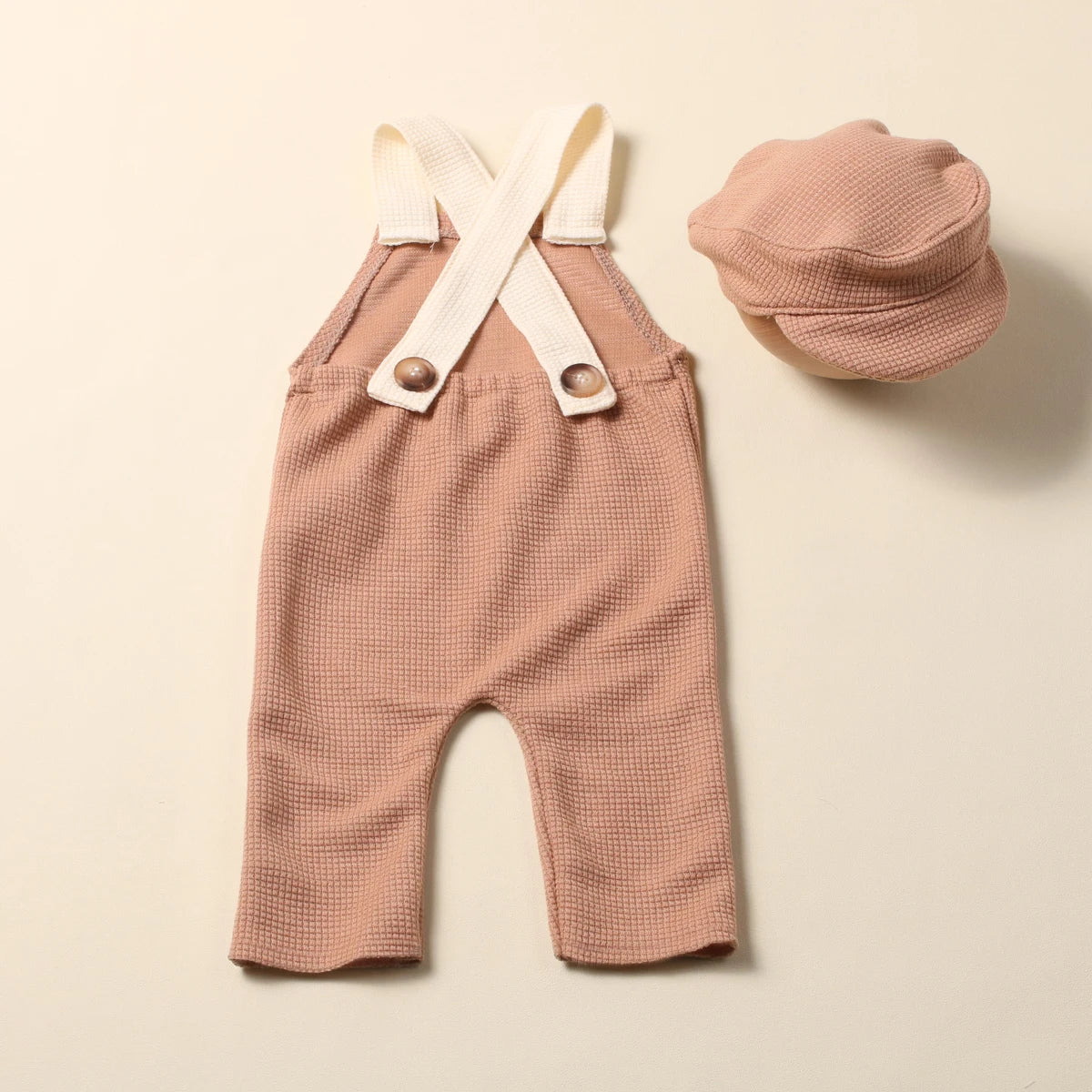 Ylsteed Newborn Boy Photography Outfits with Casquette Cap Color Contrast Shooting Romper Overalls Suspender Trousers