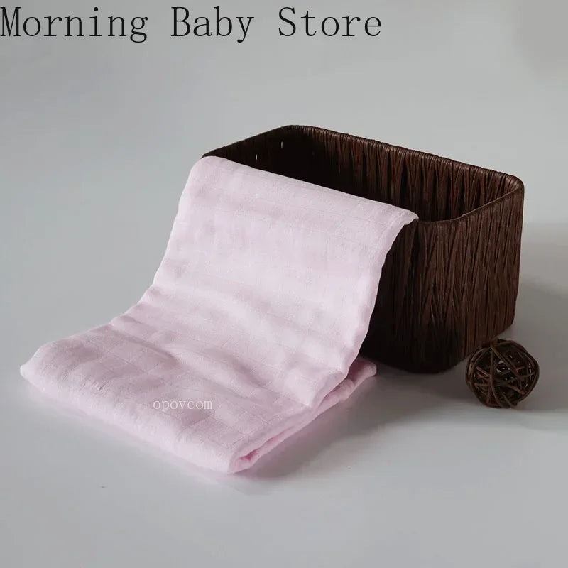 120*120cm Muslin Bamboo Baby Blanket Soft 2 Layers Newborn Swaddle Wrap Bath Towel Blanket Infant Sleepsack Stroller Cover 0-36M