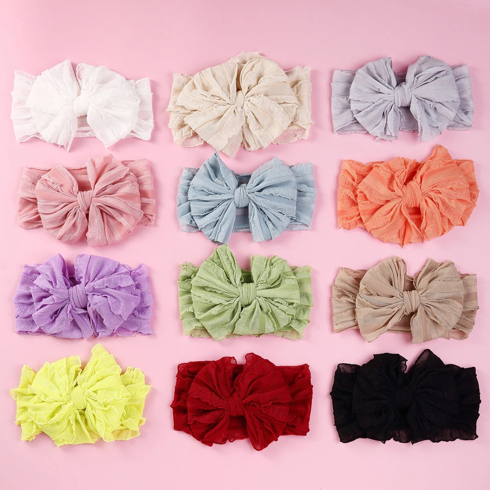 Baby Headband Big Bows For Girls Hair Accessories Jacquard Toddler Wide Headwrap Soft Newborn Hairband Elastic Kids Turban