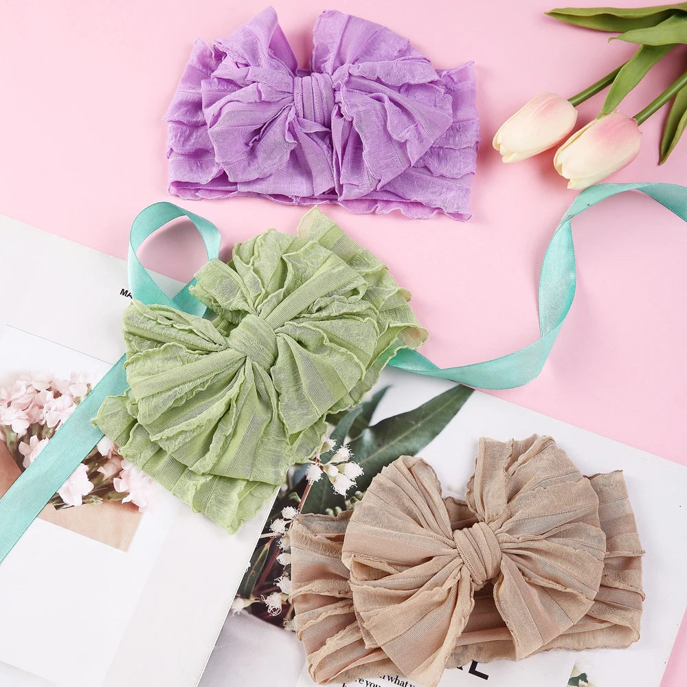 Baby Headband Big Bows For Girls Hair Accessories Jacquard Toddler Wide Headwrap Soft Newborn Hairband Elastic Kids Turban