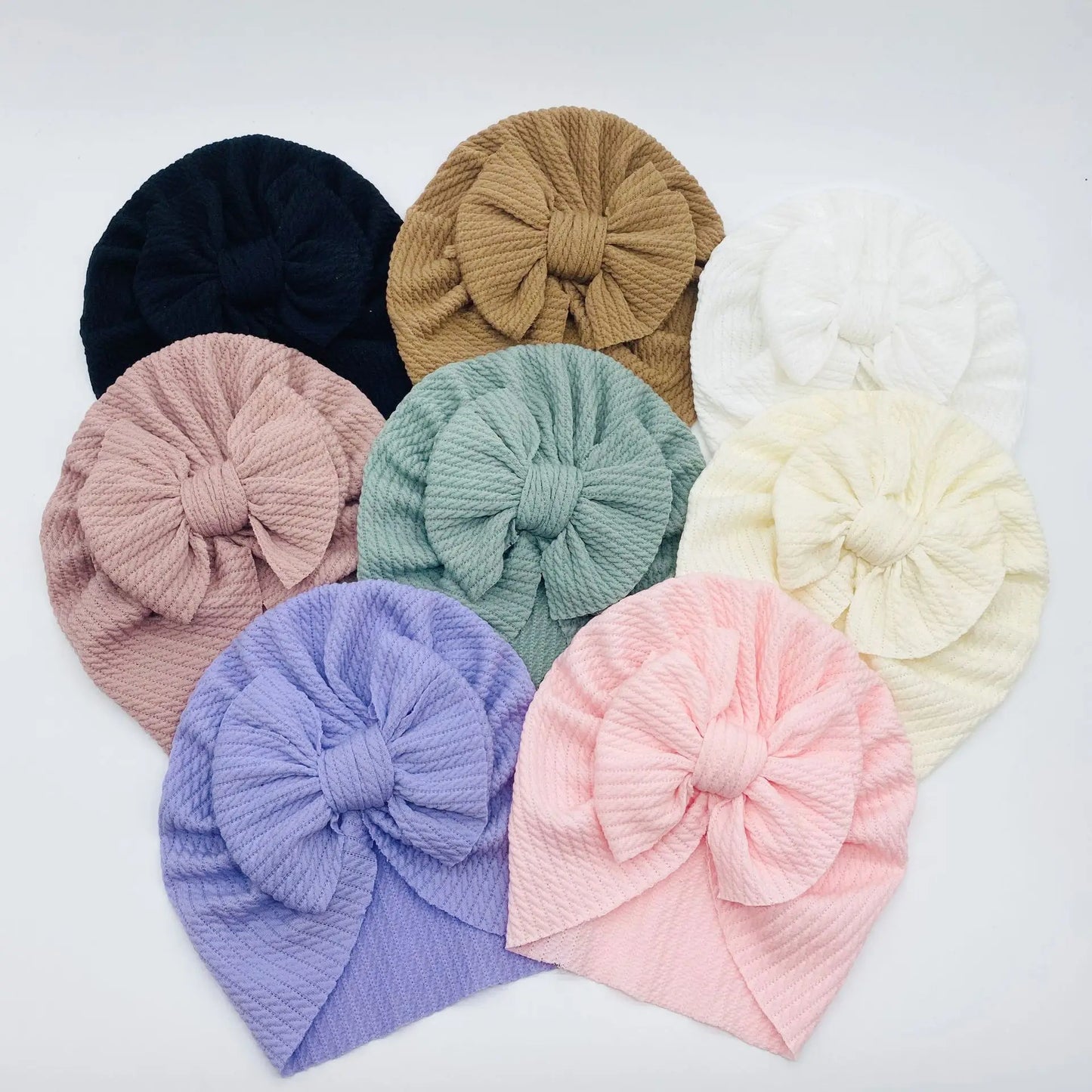 16pc/lot Cable Knit Knot Bows Baby Bandanas Turban Headband Babes Donuts Hat Kids Girls Infant Beanie Caps Baby Hair Accessories