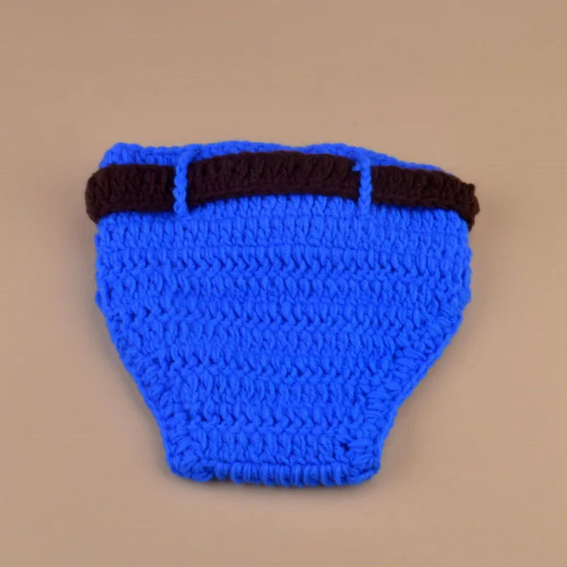Cowboy Design Newborn Photography Props Baby Hat and Diaper Cover with Vest 5 Pieces Costume Outfit Photo Props H253