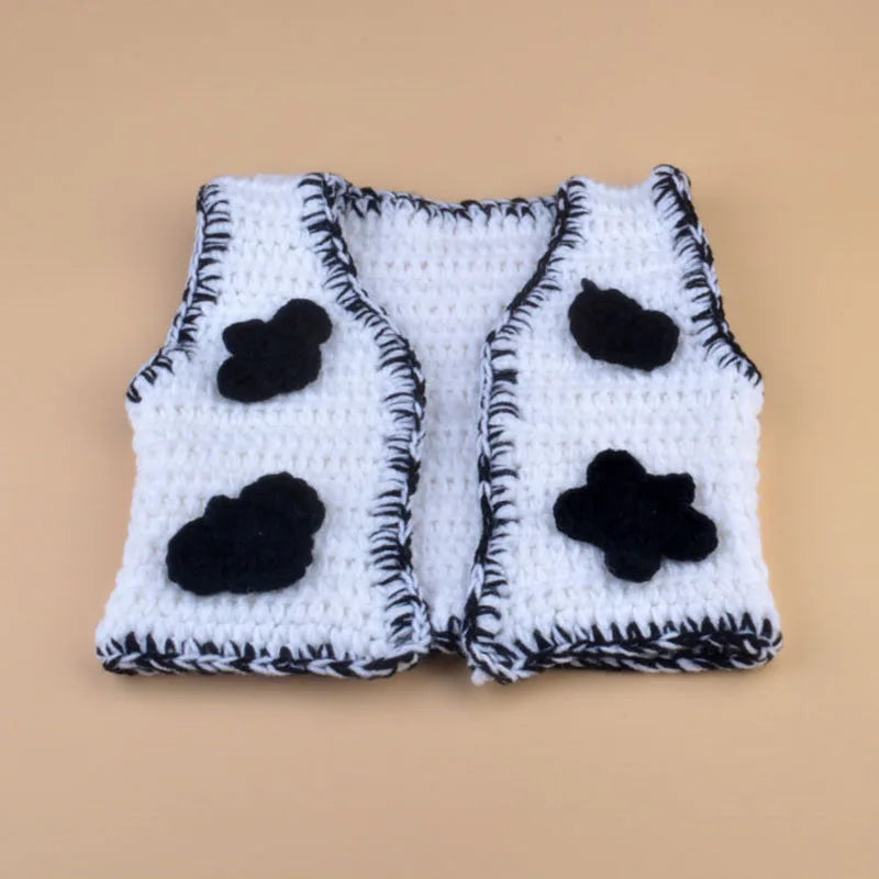 Cowboy Design Newborn Photography Props Baby Hat and Diaper Cover with Vest 5 Pieces Costume Outfit Photo Props H253