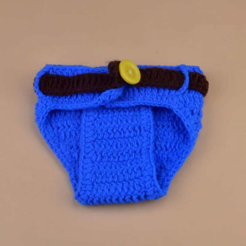 Cowboy Design Newborn Photography Props Baby Hat and Diaper Cover with Vest 5 Pieces Costume Outfit Photo Props H253