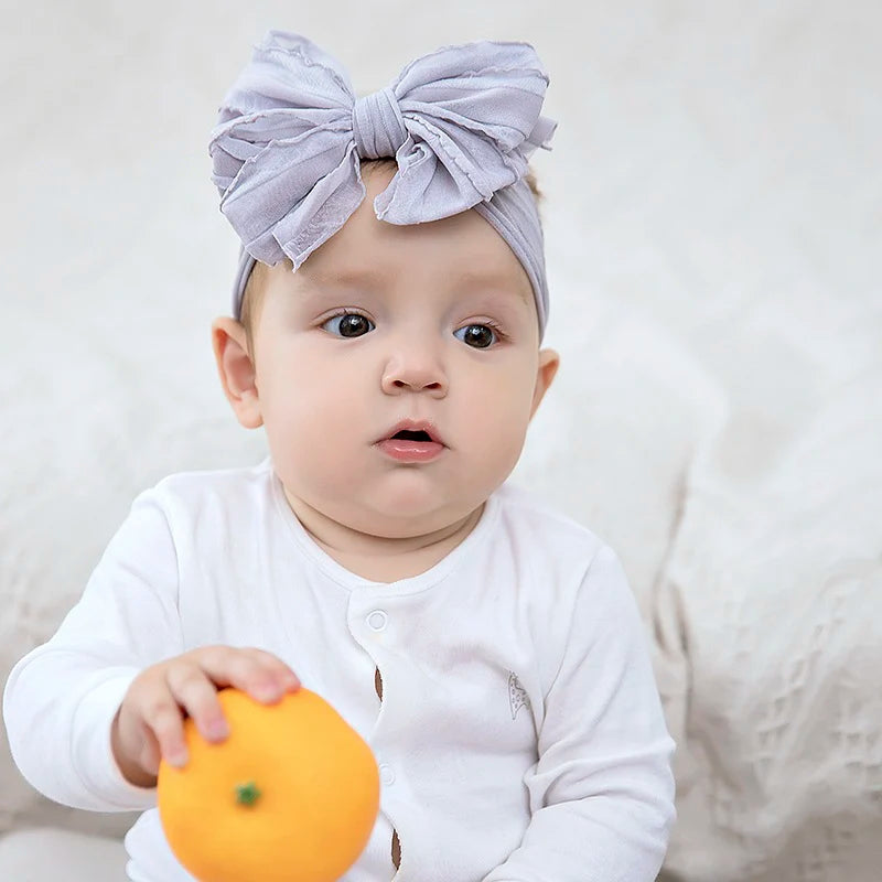 Baby Headband Big Bows For Girls Hair Accessories Jacquard Toddler Wide Headwrap Soft Newborn Hairband Elastic Kids Turban