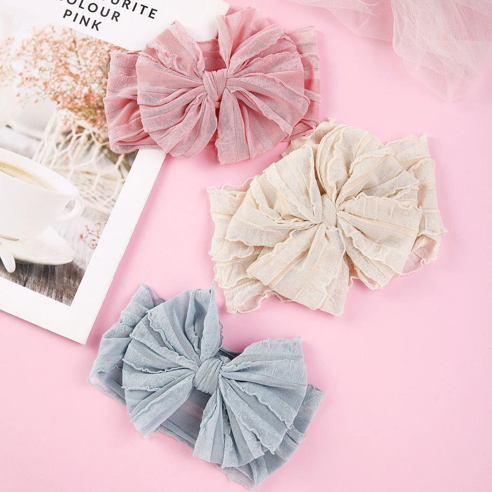 Baby Headband Big Bows For Girls Hair Accessories Jacquard Toddler Wide Headwrap Soft Newborn Hairband Elastic Kids Turban
