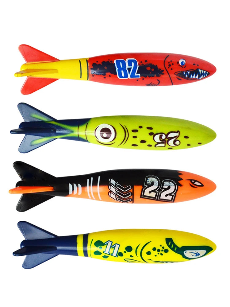 4Pcs/Set Diving Torpedo Underwater Swimming Pool Playing Toy Outdoor Sport Training Tool For Baby Kids Water Play Toy