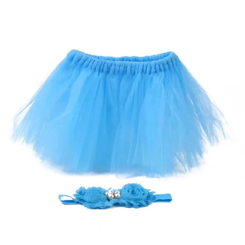 Baby Tutu Skirt Newborn Photography Props Cute Princess Infant Outfit With Flower Headband Accesssories Baby Girls Dress