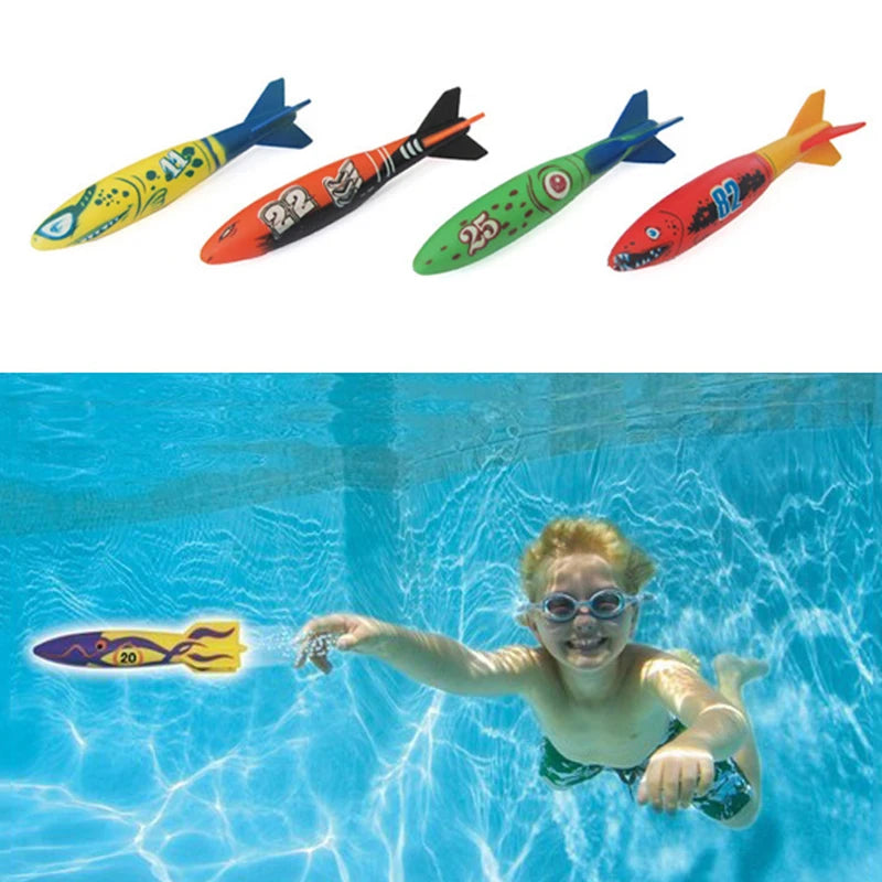 4Pcs/Set Diving Torpedo Underwater Swimming Pool Playing Toy Outdoor Sport Training Tool For Baby Kids Water Play Toy