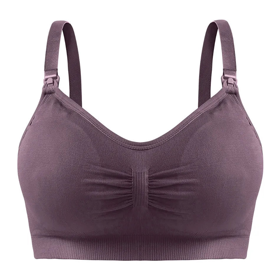 Maternity Nuring Bra Open Button Single Opened For Easy Breatfeeding without Underwire Double Seamless with Removable Breathable
