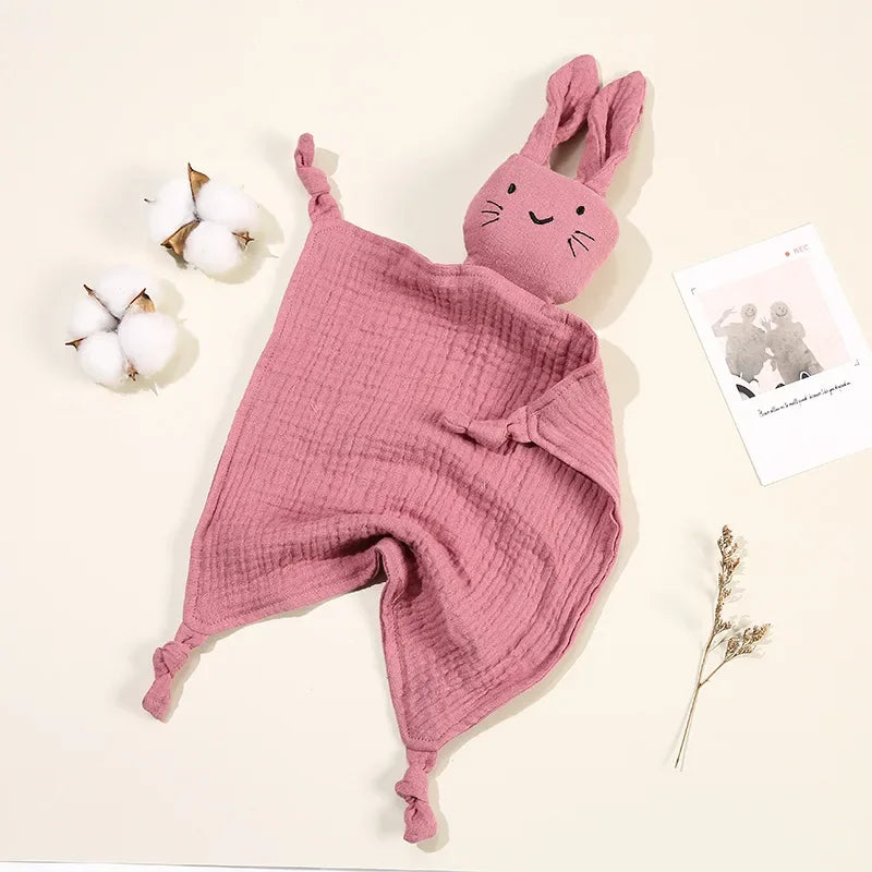 Baby Cotton Muslin Comforter Blanket Bunny Muslin Towel Soft Newborn Sleeping Dolls Cute Cat Kids Sleep Toy  Cloth Blanket