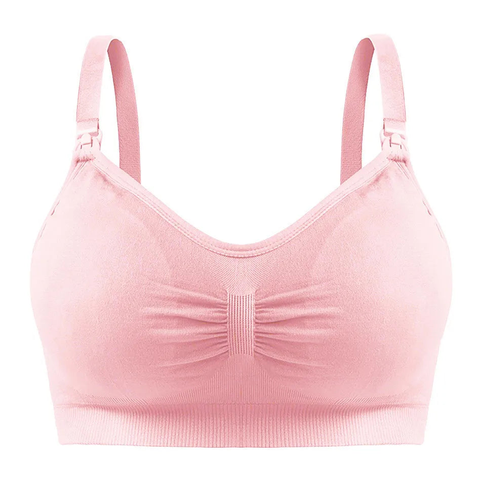 Maternity Nuring Bra Open Button Single Opened For Easy Breatfeeding without Underwire Double Seamless with Removable Breathable