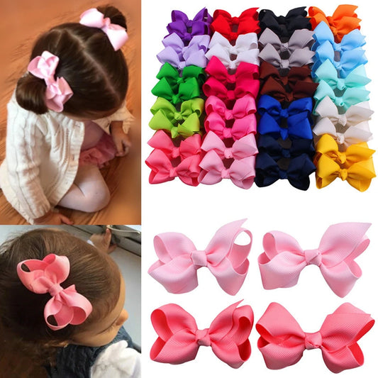 20PCS 3" Handmade Hair Bows for Girls Clips Grosgrain Ribbon Boutique Bow Alligator Hairpins for Children Teens Toddlers Kids