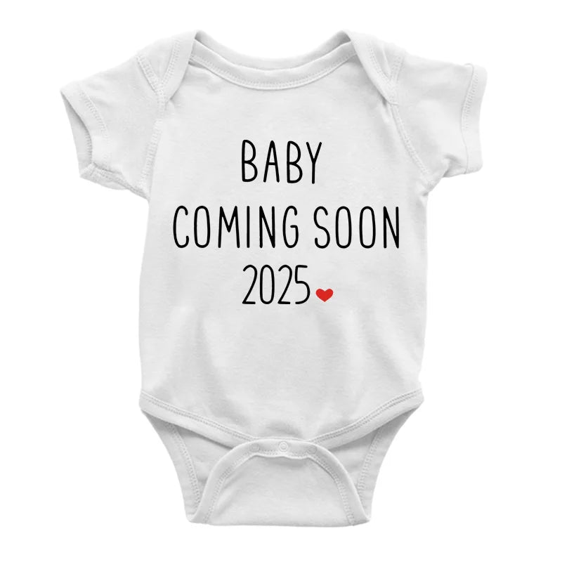 Baby Announcement Coming Soon 2025 Newborn Baby Romper Casual Boys Girls Bodysuit Body Pregnancy Reveal Clothes Infant Jumpsuit