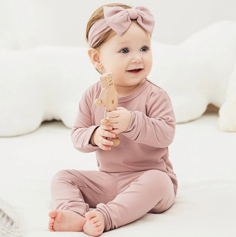 Striped Bamboo Fiber Toddler Pajamas Set Soft Kid Baby Boy Girl Clothes Long-Sleeve Baby Clothing Set Sleepwear for Girls