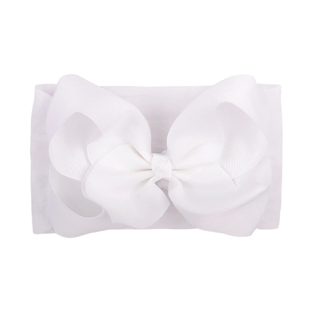 1Pcs Solid Large Baby Bows Cables Turban Headband for Kids Girls Handmade Newborn Toddle Headwear Hair Accessories Wholesale