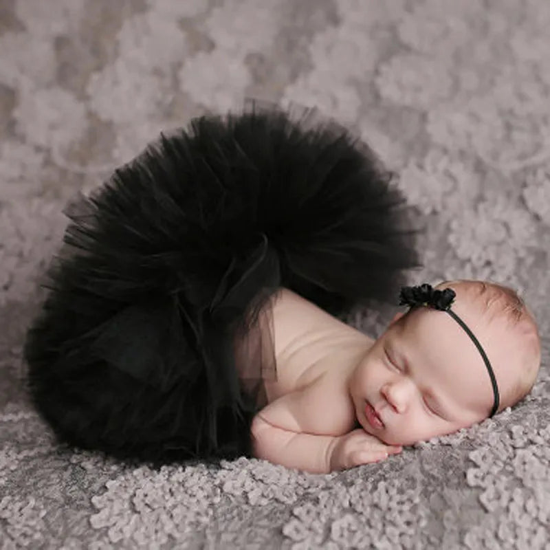 Baby Tutu Skirt Newborn Photography Props Cute Princess Infant Outfit With Flower Headband Accesssories Baby Girls Dress
