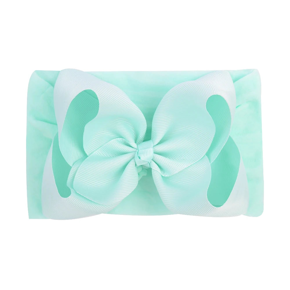 1Pcs Solid Large Baby Bows Cables Turban Headband for Kids Girls Handmade Newborn Toddle Headwear Hair Accessories Wholesale