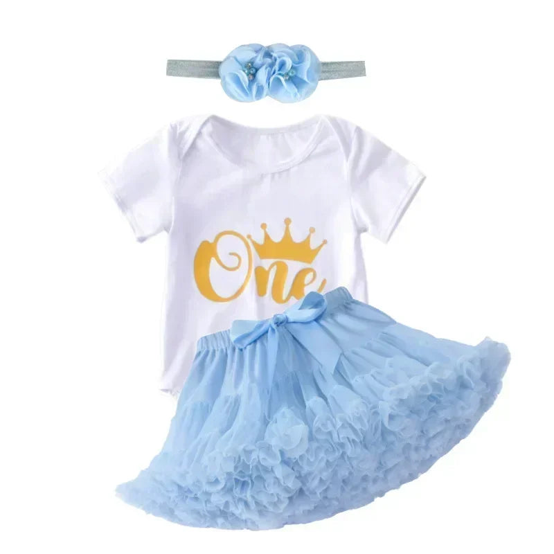 1 Year Baby Girl Clothes Birthday Party Tutu Skirt Headband Set Newborn Baby Girls Outfits Toddler Infant Girls Costume