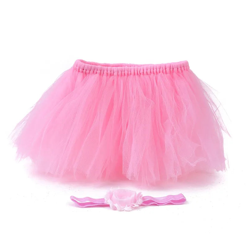 Baby Tutu Skirt Newborn Photography Props Cute Princess Infant Outfit With Flower Headband Accesssories Baby Girls Dress