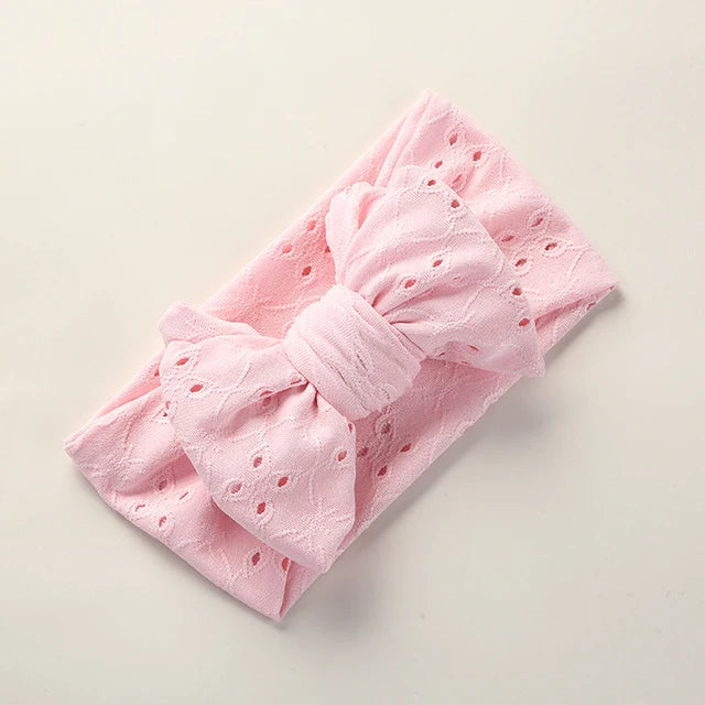 Baby Girl Bows Headband Newborn Turban Hole Hairband Embroidery Accessory Kids HairBand Outdoor Summer Toddler children HeadWrap