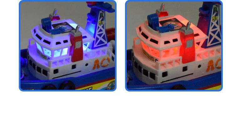 Pool Bath Toys For Kids Music LED Light Electric Marine Rescue Fire Fighting Boat Classic Children Spray Water Toys Summer