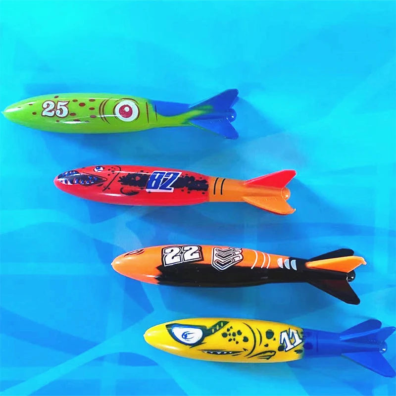 4Pcs/Set Diving Torpedo Underwater Swimming Pool Playing Toy Outdoor Sport Training Tool For Baby Kids Water Play Toy