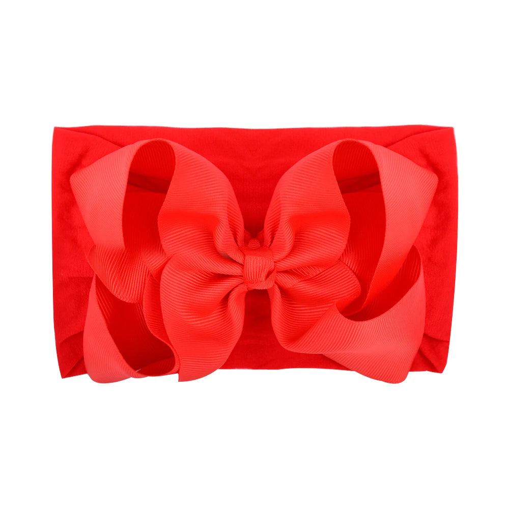 1Pcs Solid Large Baby Bows Cables Turban Headband for Kids Girls Handmade Newborn Toddle Headwear Hair Accessories Wholesale