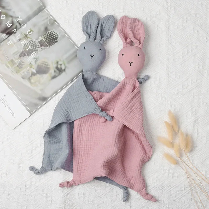 Baby Cotton Muslin Comforter Blanket Bunny Muslin Towel Soft Newborn Sleeping Dolls Cute Cat Kids Sleep Toy  Cloth Blanket