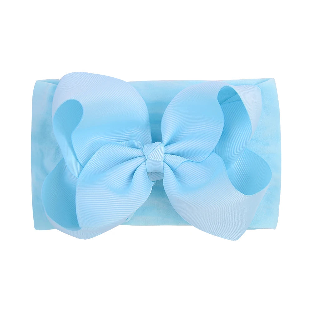 1Pcs Solid Large Baby Bows Cables Turban Headband for Kids Girls Handmade Newborn Toddle Headwear Hair Accessories Wholesale