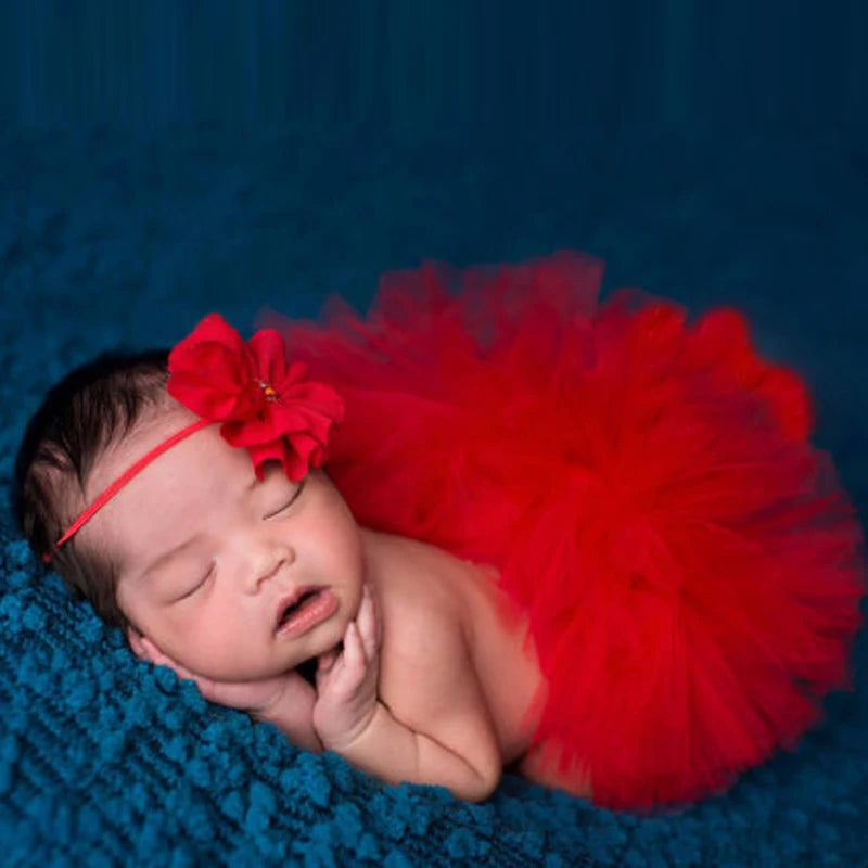 Baby Tutu Skirt Newborn Photography Props Cute Princess Infant Outfit With Flower Headband Accesssories Baby Girls Dress