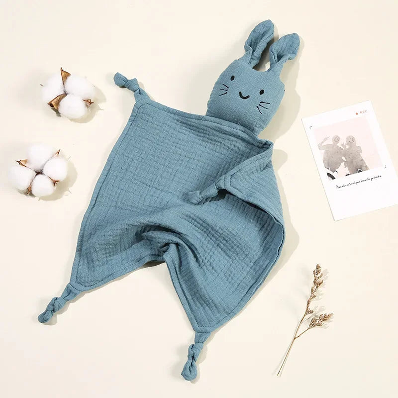 Baby Cotton Muslin Comforter Blanket Bunny Muslin Towel Soft Newborn Sleeping Dolls Cute Cat Kids Sleep Toy  Cloth Blanket
