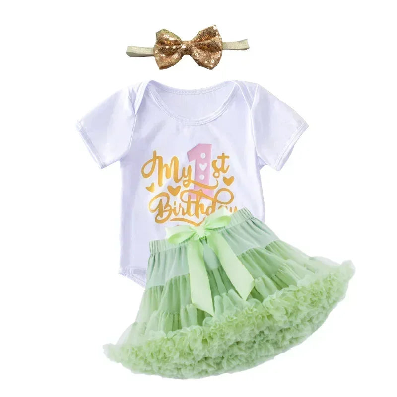 1 Year Baby Girl Clothes Birthday Party Tutu Skirt Headband Set Newborn Baby Girls Outfits Toddler Infant Girls Costume