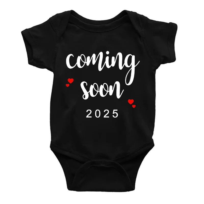 Baby Announcement Coming Soon 2025 Newborn Baby Romper Casual Boys Girls Bodysuit Body Pregnancy Reveal Clothes Infant Jumpsuit