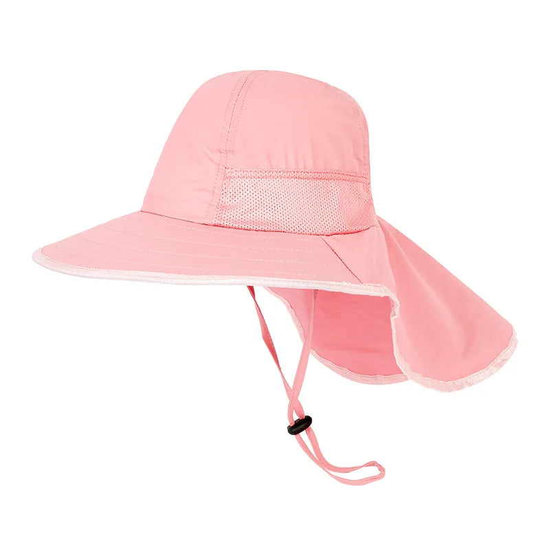 Kids Summer Hat Girls Boys Sun Hat with Neck Flap UV Protection Safari Hat Baby Child Summer Travel Cap 2-12 Years Old