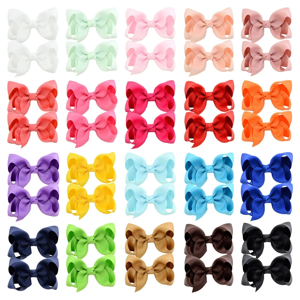 20PCS 3" Handmade Hair Bows for Girls Clips Grosgrain Ribbon Boutique Bow Alligator Hairpins for Children Teens Toddlers Kids