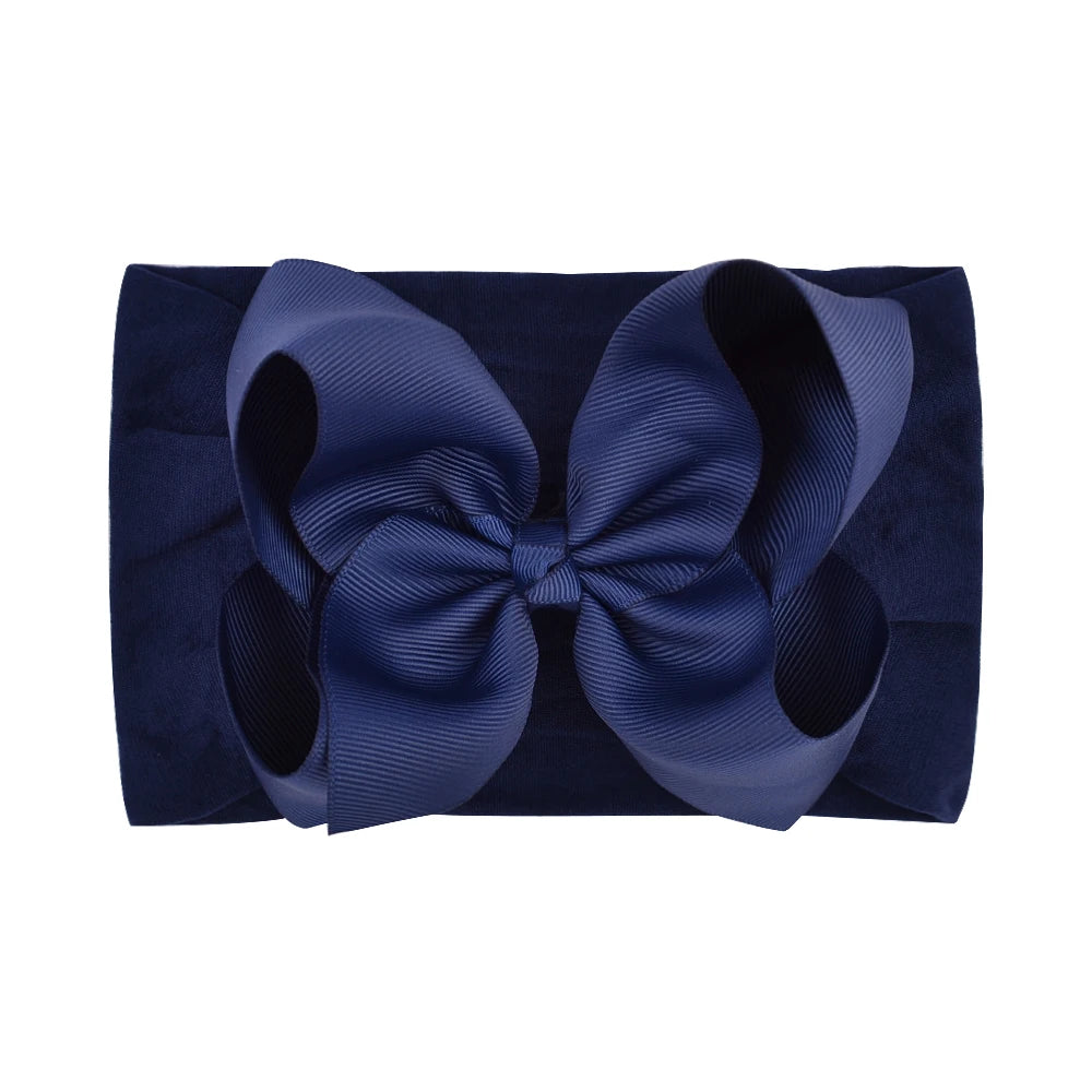 1Pcs Solid Large Baby Bows Cables Turban Headband for Kids Girls Handmade Newborn Toddle Headwear Hair Accessories Wholesale