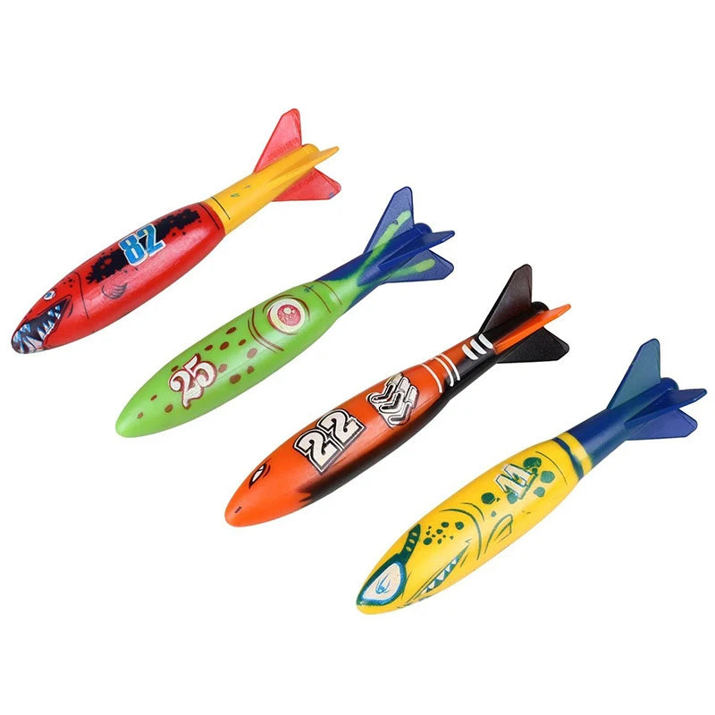 4Pcs/Set Diving Torpedo Underwater Swimming Pool Playing Toy Outdoor Sport Training Tool For Baby Kids Water Play Toy