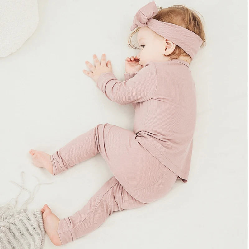 Striped Bamboo Fiber Toddler Pajamas Set Soft Kid Baby Boy Girl Clothes Long-Sleeve Baby Clothing Set Sleepwear for Girls
