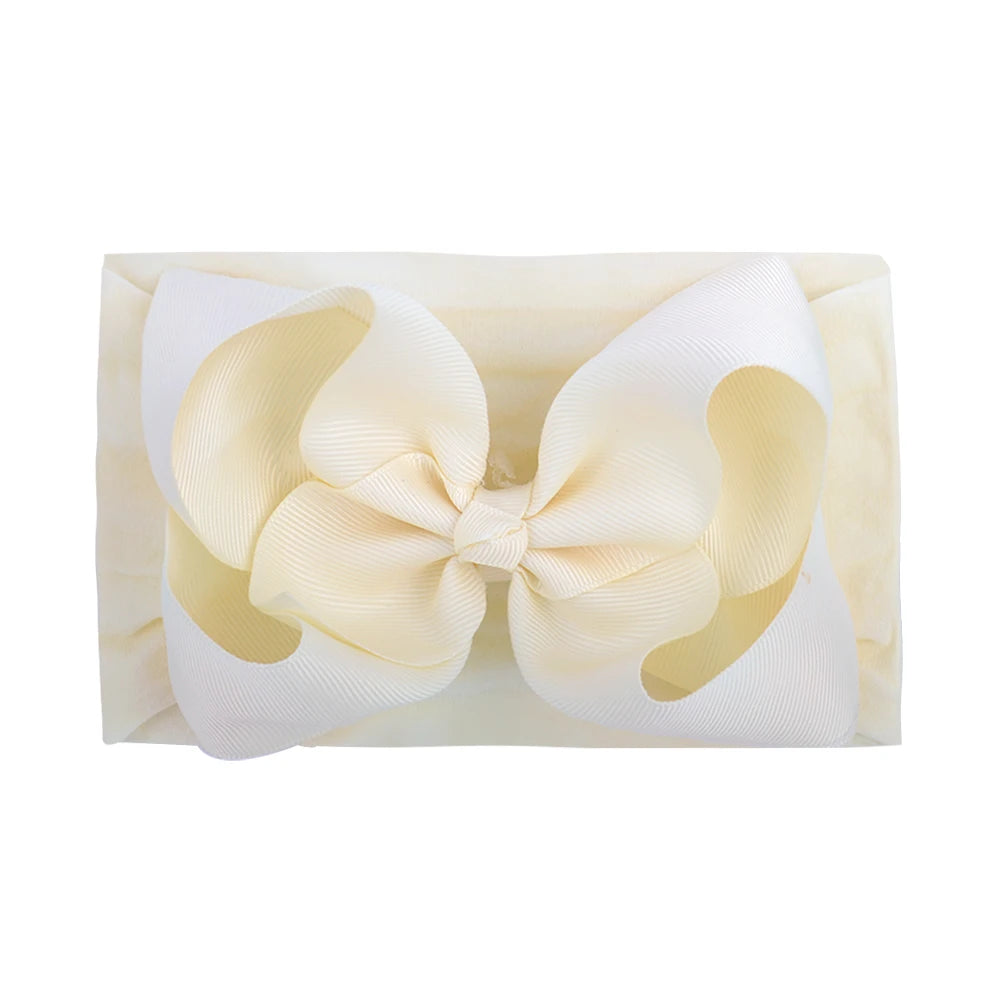 1Pcs Solid Large Baby Bows Cables Turban Headband for Kids Girls Handmade Newborn Toddle Headwear Hair Accessories Wholesale