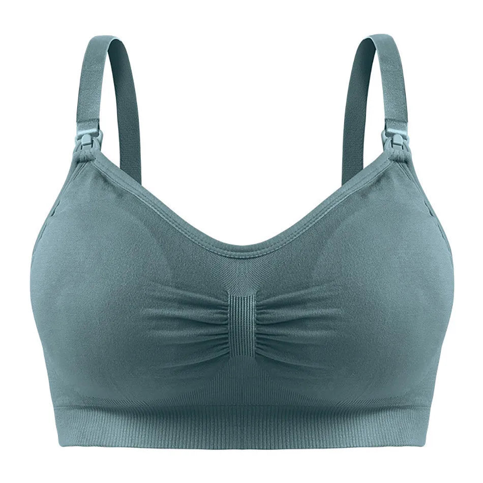 Maternity Nuring Bra Open Button Single Opened For Easy Breatfeeding without Underwire Double Seamless with Removable Breathable
