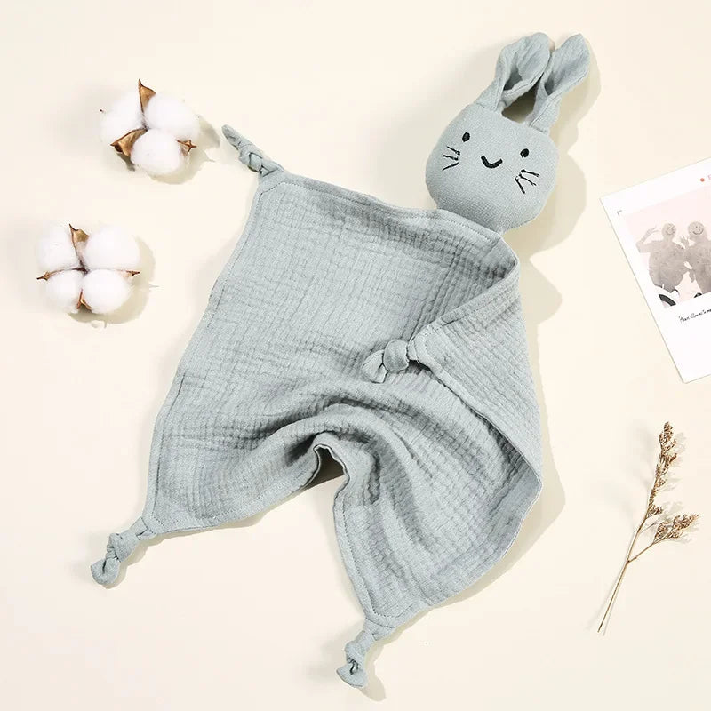 Baby Cotton Muslin Comforter Blanket Bunny Muslin Towel Soft Newborn Sleeping Dolls Cute Cat Kids Sleep Toy  Cloth Blanket