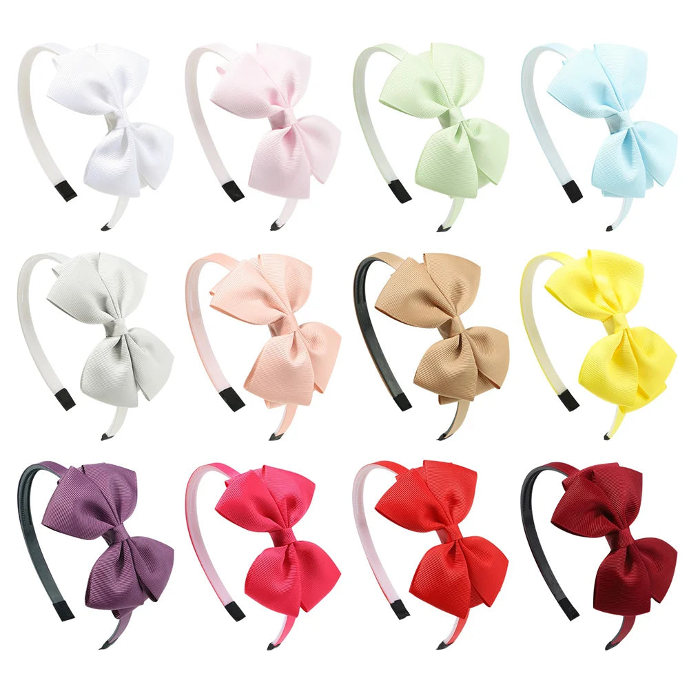 Cute Solid Color Bowknot Hair Band For Baby Kids Ribbon Handmade Hair Bows Hairbands Headband Headwear Girls Hair Accessories
