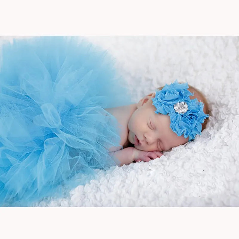 Baby Newborn Photography Props Cute Princess Infant Costume Outfit With Flower Headband Accesssories Baby Girls Dress Tutu Skirt