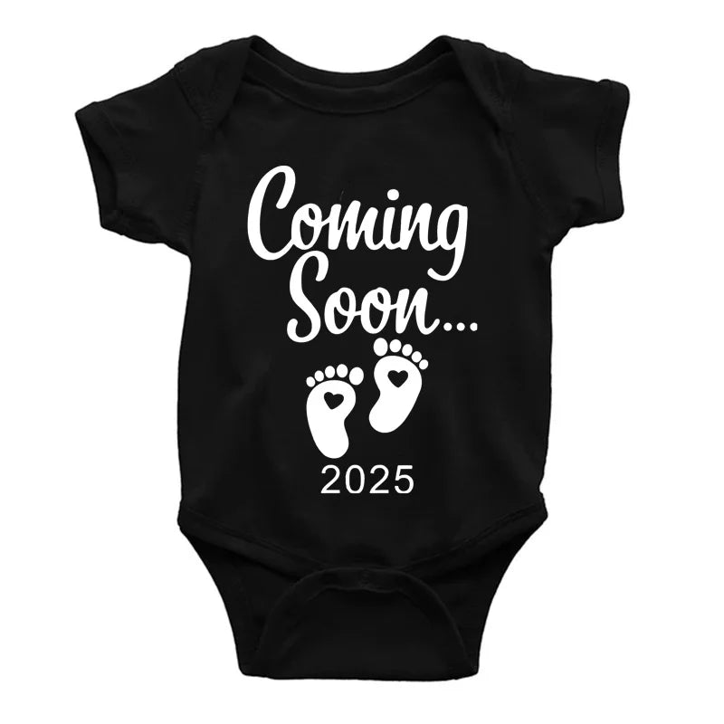 Baby Announcement Coming Soon 2025 Newborn Baby Romper Casual Boys Girls Bodysuit Body Pregnancy Reveal Clothes Infant Jumpsuit